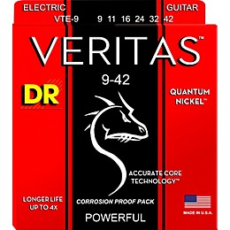 DR Strings Veritas - Accurate Core Technology Light Electric Guitar Strings (9-42) 3-PACK