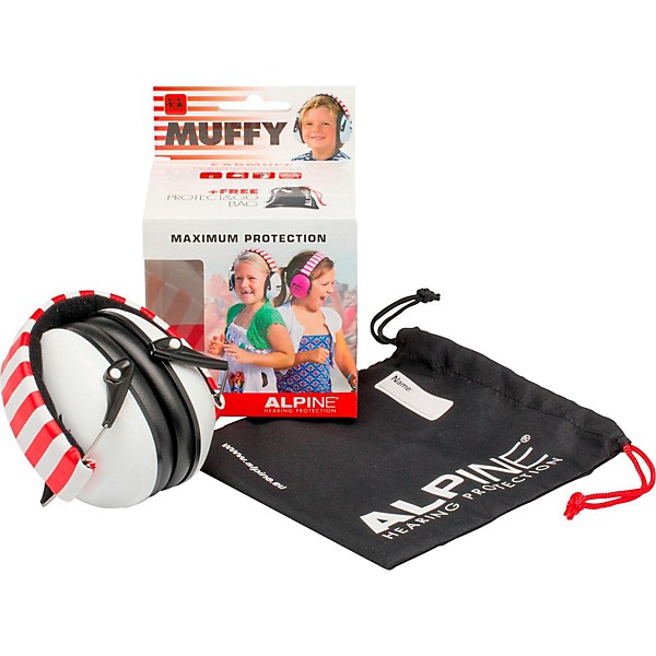 Alpine Hearing Protection (ea) Earmuffs for kids (White & Red)
