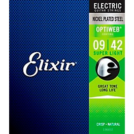 Elixir Electric Guitar Strings With OPTIWEB Coating, Super Light (.009-.042)