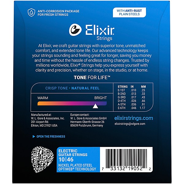 Elixir Electric Guitar Strings With OPTIWEB Coating, Light (.010-.046)
