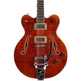 Gretsch Guitars G6609TFM Players Edition Broadkaster Center Block Electric Guitar With String-Thru Bigsby and Flame Maple Bourbon Stain