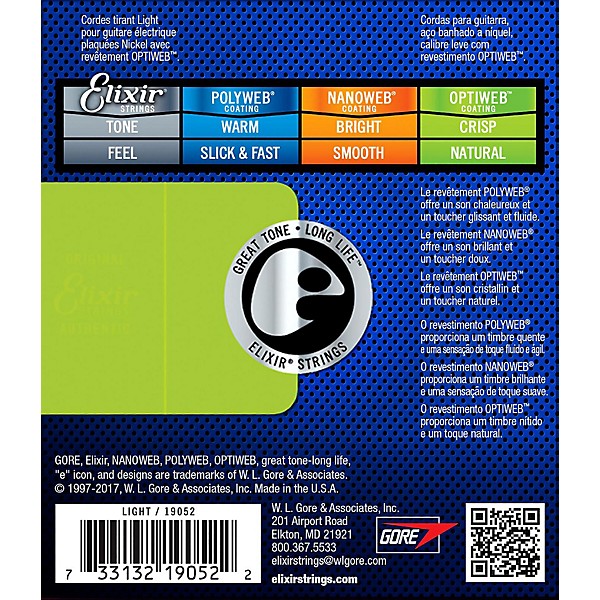 Elixir Electric Guitar Strings with OPTIWEB Coating, Light (.010-.046) - 2 Pack