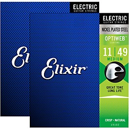 Elixir Electric Guitar Strings with OPTIWEB Coating, Medium (.011-.049) - 2 Pack