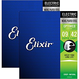 Elixir Electric Guitar Strings With OPTIWEB Coating, Super Light (.009-.042) 2-Pack