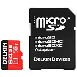 Delkin 64GB microSDXC 500X UHS-I (U1) Memory Card