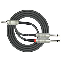 Kirlin Original Y-Cable 3.5mm TRS Plug - 2 x 1/4 in. Mono Plug (Tip/Ring) 6 ft. Black