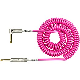 Kirlin 22AWG Premium Coil Instrument Cable - Straight to Right Angle - Hot Pink 30 ft.