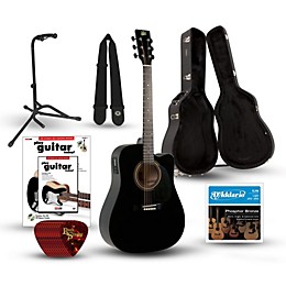 Rogue RA-090 Dreadnought Cutaway Acoustic-Electric Guitar Deluxe Bundle Black