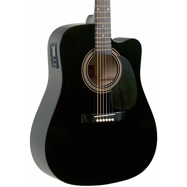 Rogue RA-090 Dreadnought Cutaway Acoustic-Electric Guitar Deluxe Bundle Black