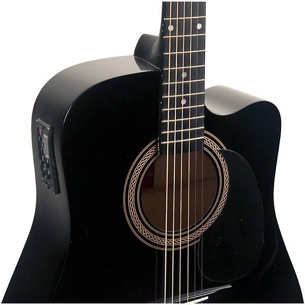 Rogue RA-090 Dreadnought Cutaway Acoustic-Electric Guitar Deluxe Bundle Black