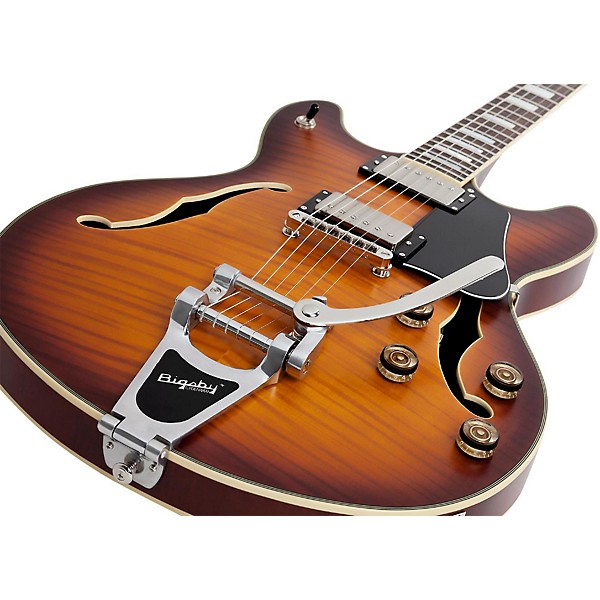 Open Box Schecter Guitar Research Corsair Custom Semi-Hollowbody Electric Guitar with Bigsby Level 2 Vintage Sunburst 1908...