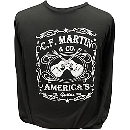 Martin America's Dual Guitar Logo - Long Sleeve Black T-Shirt Medium