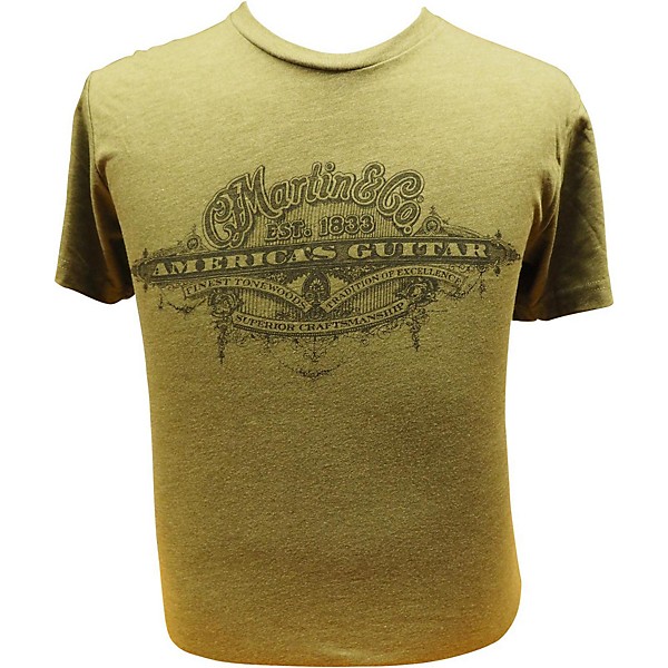 Martin America's Guitar - Black Logo on Military Green T-Shirt X Large