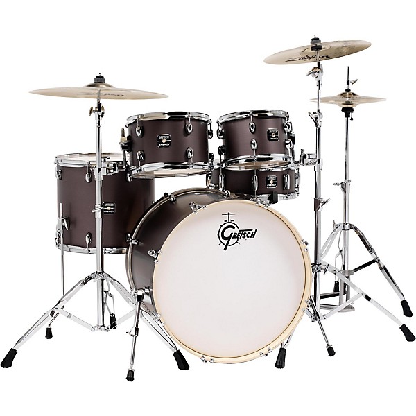 Gretsch Drums Energy 5-Piece Drum Set Brushed Grey with Hardware and Zildjian Cymbals