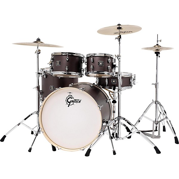 Gretsch Drums Energy 5-Piece Drum Set Brushed Grey with Hardware and Zildjian Cymbals
