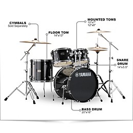 Yamaha Rydeen 5-Piece Shell Pack With 20" Bass Drum Black Glitter