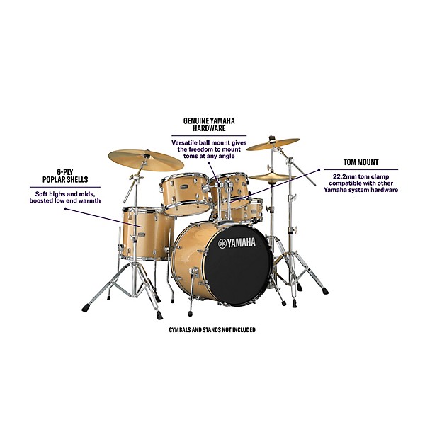 Yamaha Rydeen 5-Piece Shell Pack With 20" Bass Drum Champagne Glitter