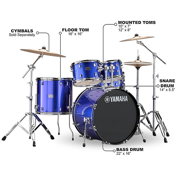 Yamaha Rydeen 5-Piece Shell Pack With 22" Bass Drum Fine Blue