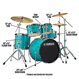 Yamaha Rydeen 5-Piece Shell Pack With 22" Bass Drum Turquoise Glitter