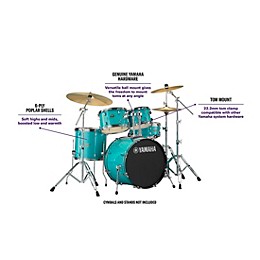 Yamaha Rydeen 5-Piece Shell Pack With 22" Bass Drum Turquoise Glitter