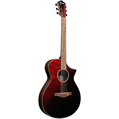 Ibanez Aewc32fm Thinline Acoustic-Electric Guitar Transparent Red Sunburst for sale
