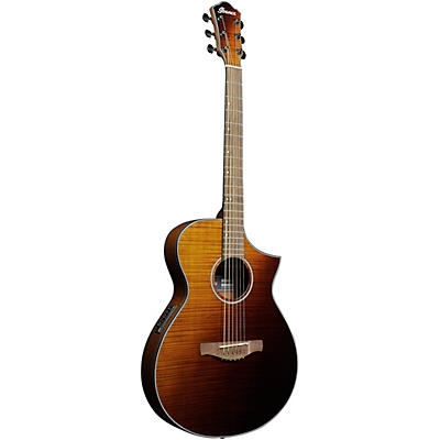 Ibanez Aewc32fm Thinline Acoustic-Electric Guitar Amber Sunset Fade for sale