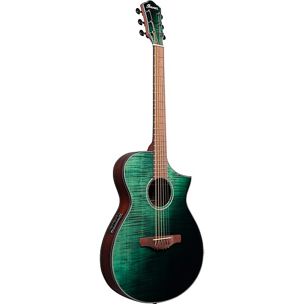 Ibanez AEWC32FM Thinline Acoustic-Electric Guitar Dark Green Sunset Fade
