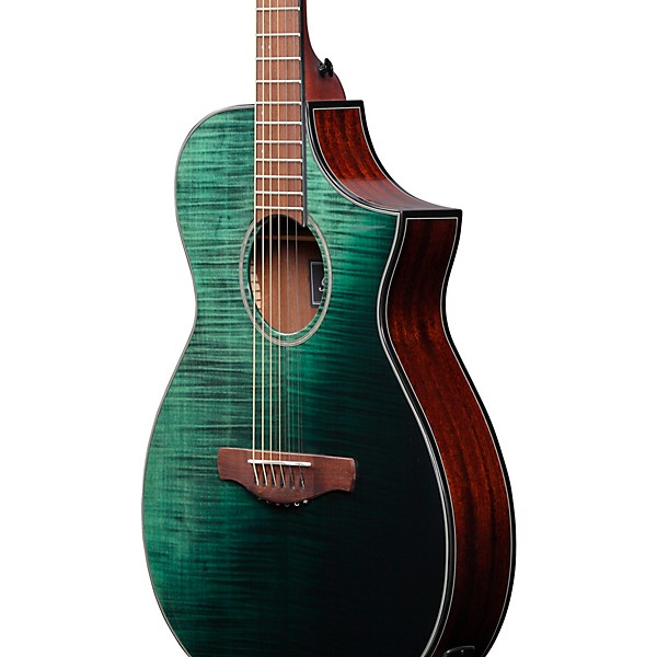 Ibanez AEWC32FM Thinline Acoustic-Electric Guitar Dark Green Sunset Fade