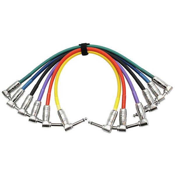 Kirlin Patch Cable 6 color pack - 1/4" Right Angle - 1/4" Right Angle 1 ft.