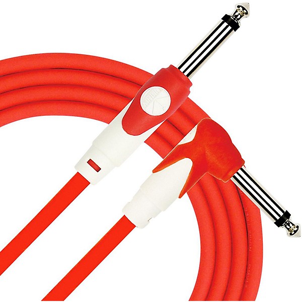 Kirlin LightGear Straight to Right Angle Instrument Cable, 10' With PVC Jacket Red