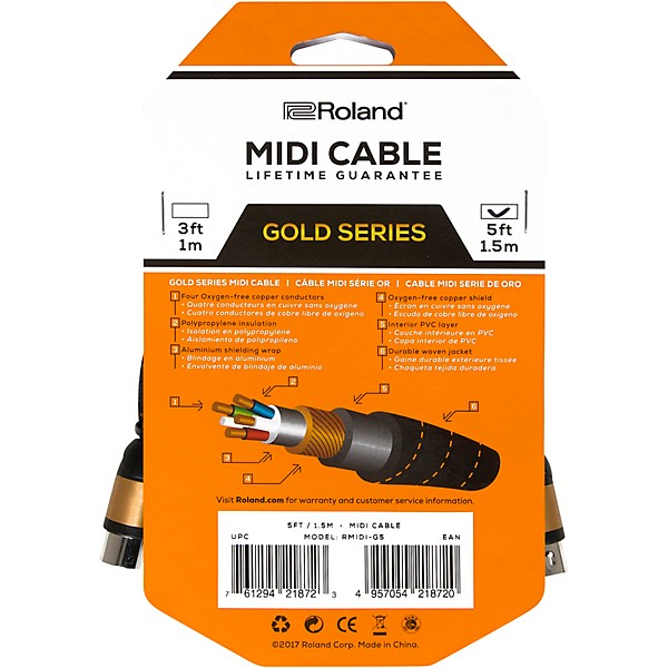 Roland Gold Series MIDI Cable 5 ft.
