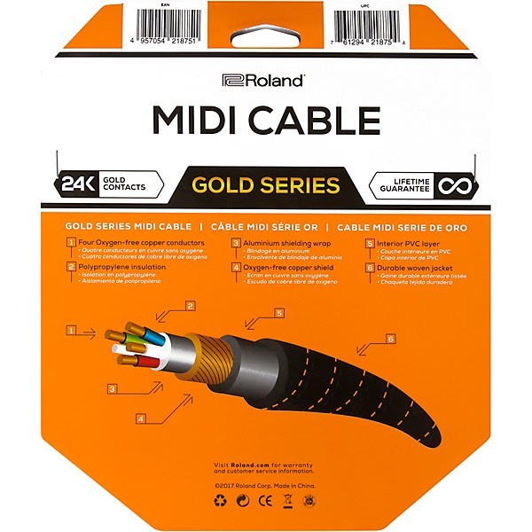 Roland Gold Series MIDI Cable 15 ft.