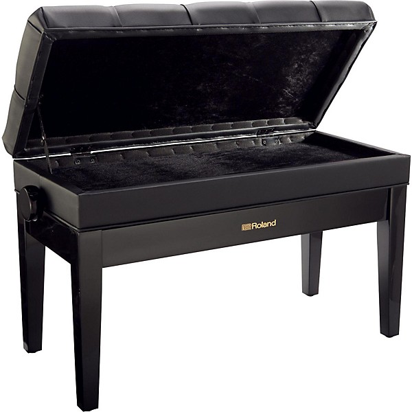 Open Box Roland Duet Piano Bench - Cushioned with Storage Compartment Level 1 Polished Ebony