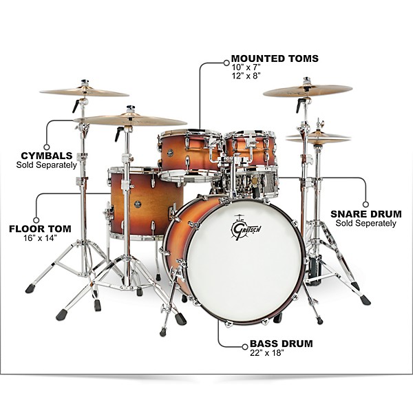 Gretsch Drums Renown 4-Piece Shell Pack Satin Tobacco Burst