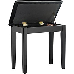 Stagg Piano Bench with Padded Black Top and Storage Compartment Black Gloss