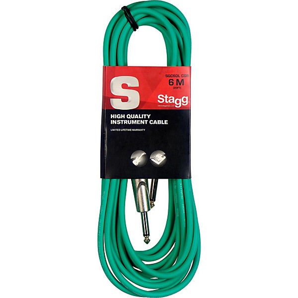 Stagg S-Series Instrument Cable With Deluxe Ends 20 ft. Green