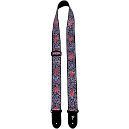Perri's Jacquard Guitar Strap Pink and Blue Flower 2 in.