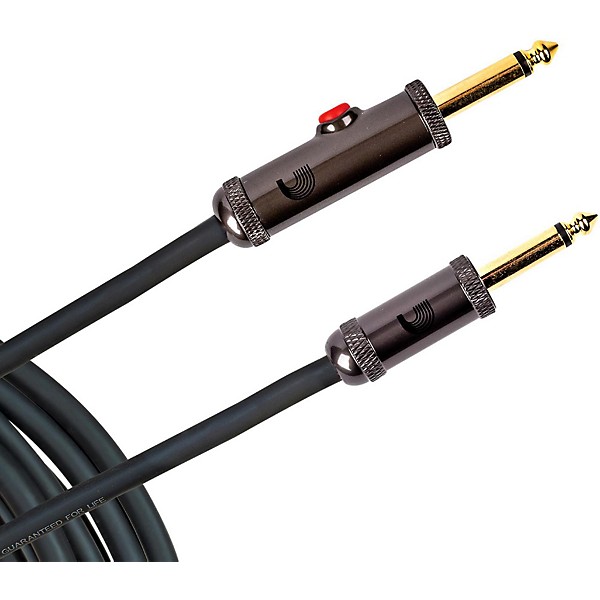 D'Addario Circuit Breaker Instrument Cable with Latching Cut-Off Switch, Straight Plug, by D'Addario 20 ft. Black