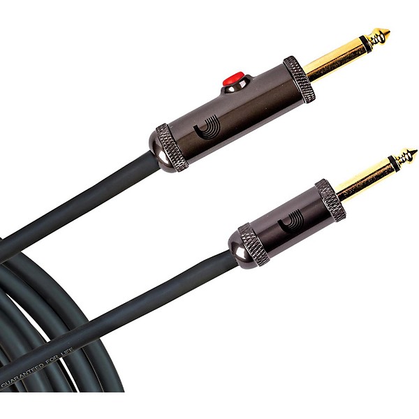 D'Addario Circuit Breaker Instrument Cable With Latching Cut-Off Switch, Straight Plug 30 ft. Black