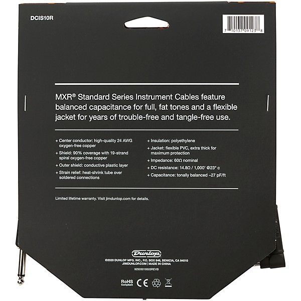MXR Instrument Cable 10 ft. Black
