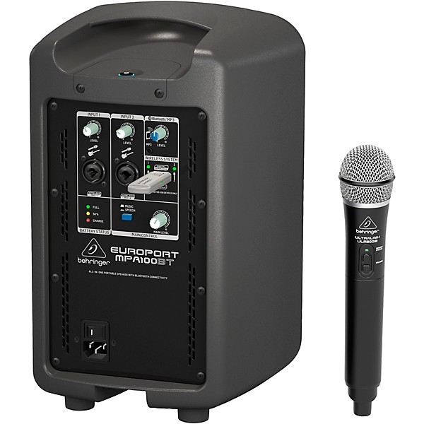 Behringer EUROPORT MPA100BT 100W Portable Speaker With Wireless Microphone