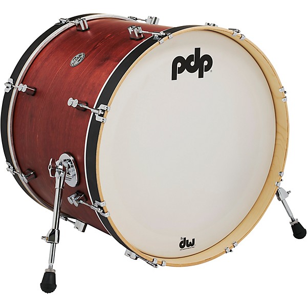 PDP by DW Concept Series Classic Wood Hoop Bass Drum 22 x 16 in. Ox Blood/Ebony Stain