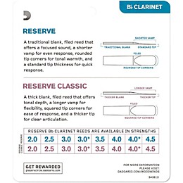 D'Addario Woodwinds D'Addario Reserve Bb Clarinet Reed Sampler Pack 2.5