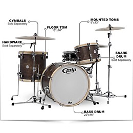 PDP by DW Concept Classic 3-Piece Shell Pack with 22 in. Kick Walnut/Natural