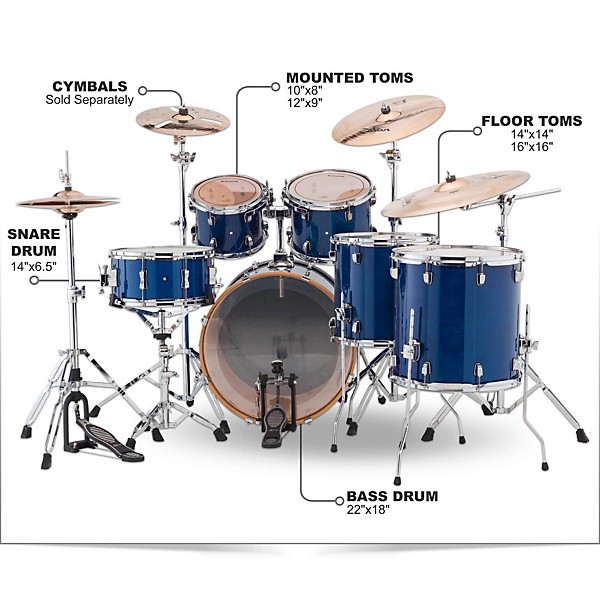 Open Box Ludwig Evolution Maple 6-Piece Shell Pack Level 1 Transparent Blue