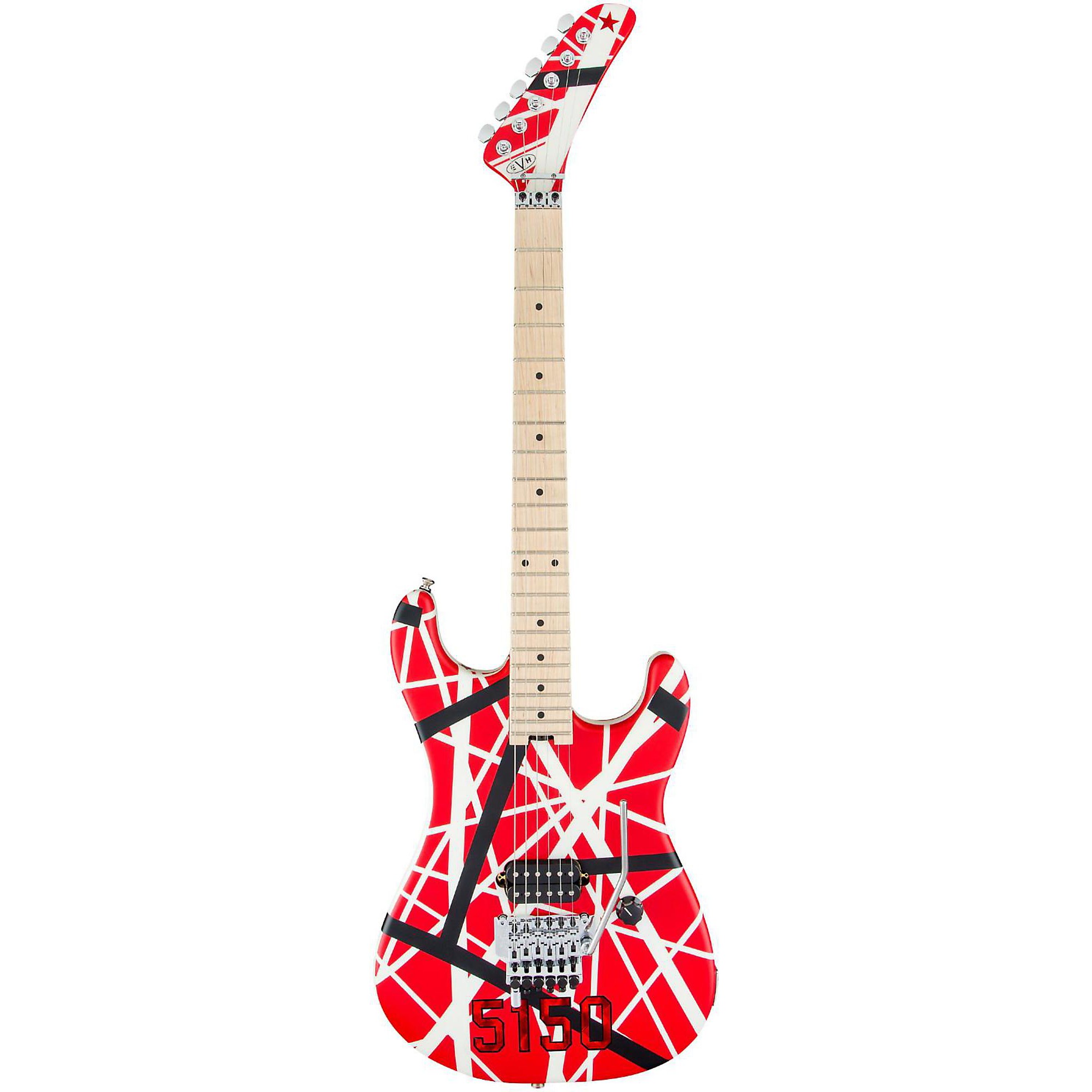 ギター EVH Striped 5150 EVH Striped Series 5150 Electric Guitar Red, Black, and White