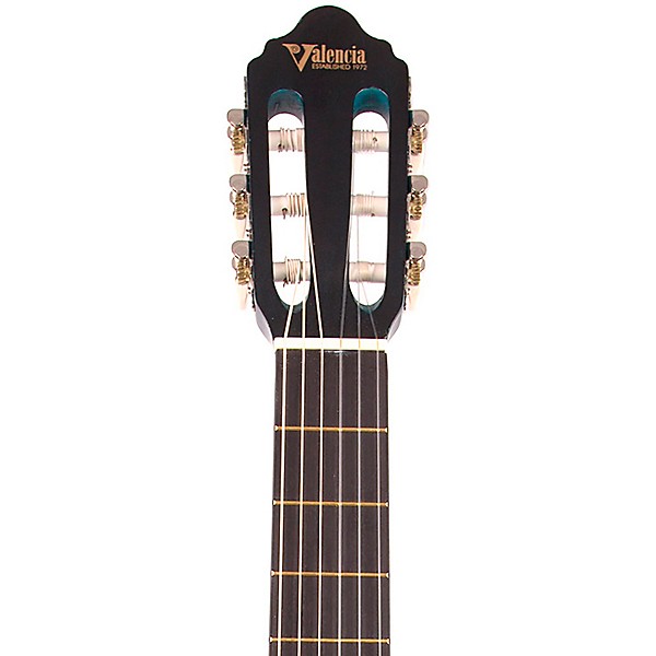Valencia 200 Series Full Size Classical Acoustic Guitar Transparent Blue