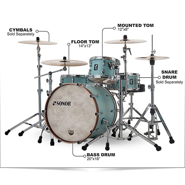 SONOR SQ1 3-Piece Shell Pack With 20" Bass Drum Cruiser Blue