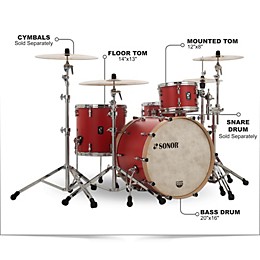 SONOR SQ1 3-Piece Shell Pack With 20" Bass Drum Hot Rod Red