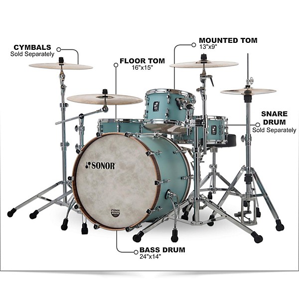 Open Box SONOR SQ1 3-Piece Shell Pack With 24" Bass Drum Level 1 Cruiser Blue